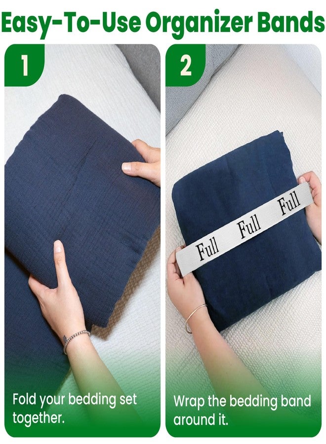 ECOHomes Bed Sheet Organizer and Storage Size Label Bands | Bed Sheets Set Organizers for Linen Closet Organization - Elastic Bedding Band Labels for Organizing Bedsheet (Full 4PCs Pack | Simple) - Image 5