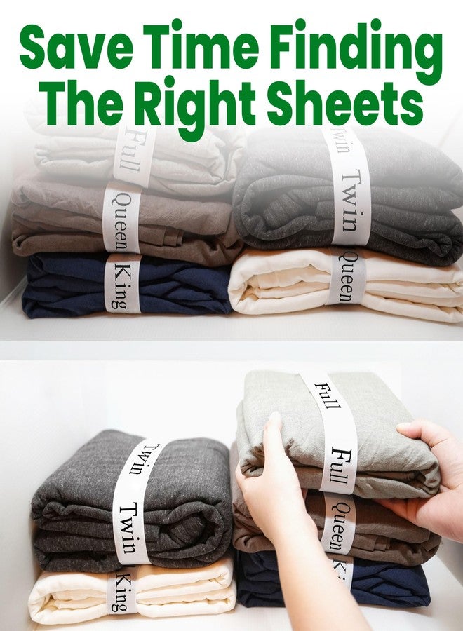 ECOHomes Bed Sheet Organizer and Storage Size Label Bands | Bed Sheets Set Organizers for Linen Closet Organization - Elastic Bedding Band Labels for Organizing Bedsheet (Full 4PCs Pack | Simple) - Image 4