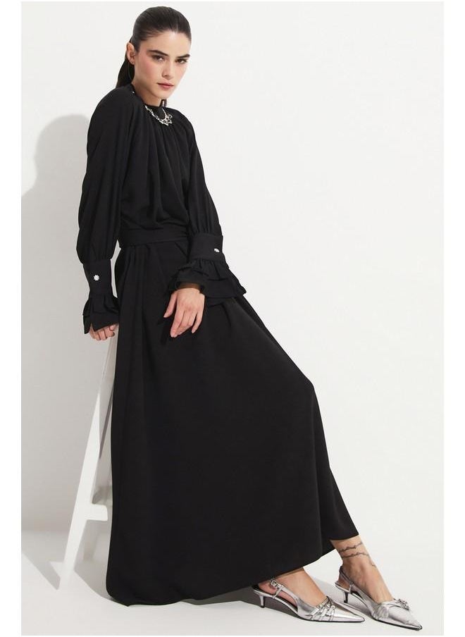 جون فستان ماكسي بحزام - Image 4