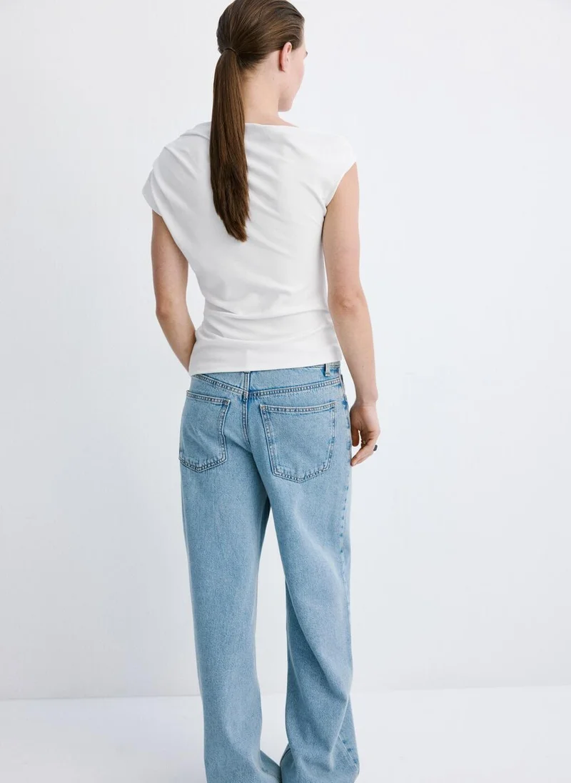 MANGO Asymmetric Ruched Top