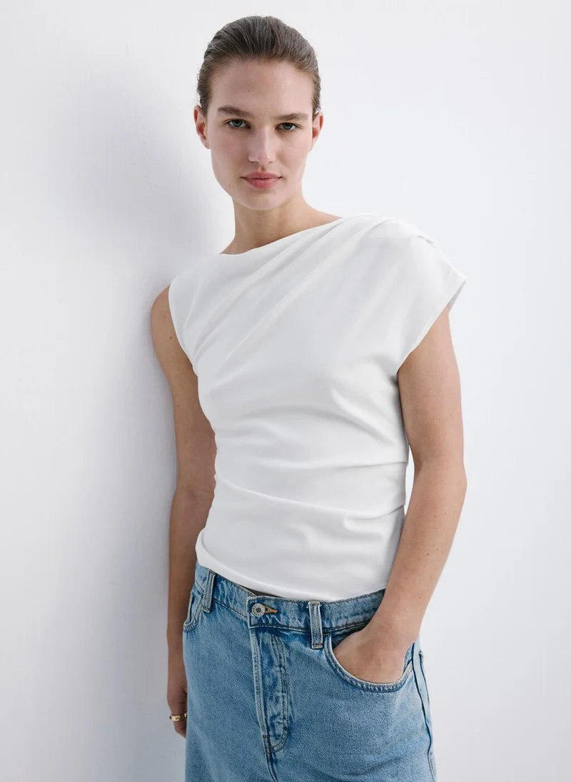 MANGO Asymmetric Ruched Top