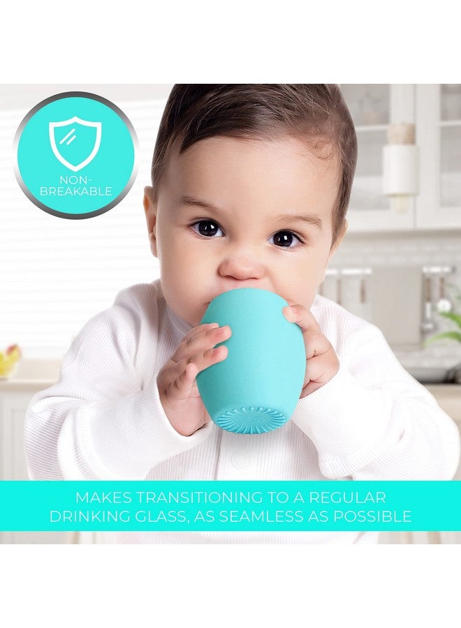 SPERRIC Silicone Baby Cup - Toddler Training Cup - Open Cup for Baby Led Weaning 2 Pack of No Spill Sippy Baby Cups - Soft & Gentle on Gums BPA Free Silicone Baby Cups (Blue) - Image 4