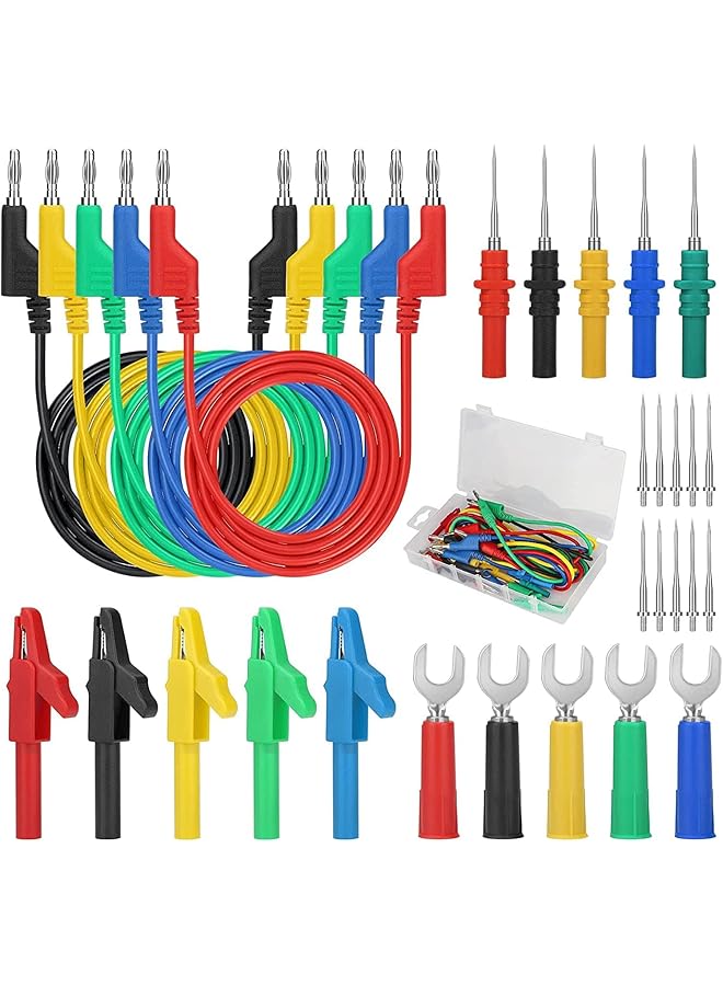 Updated 31Pcs 4Mm Test Lead Wire Cables, Test Leads Sets With Electrical Alligator Clips U-Type Test Fork Clips Complete Acupuncture Probes Stackable Banana Plug Multimeter Back Probe Pins - Image 1