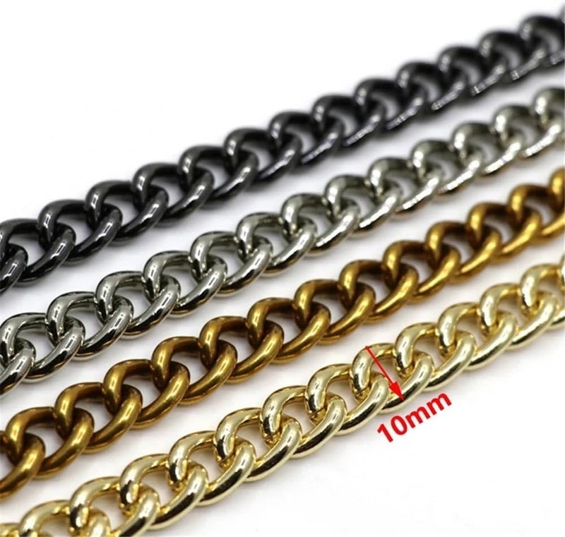 Shoulder Strap Aluminum Chains Gold, Silver, Gun Black 10mm Replacement Purse Chain Shoulder Crossbody Bag Chain Straps Handbags Strap(Gold,100cm) - Image 3