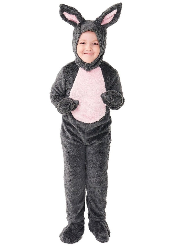 Grey plush bunny tight-fitting costume for role-playing, suitable for parties, birthdays and Halloween costumes.  - Image 2