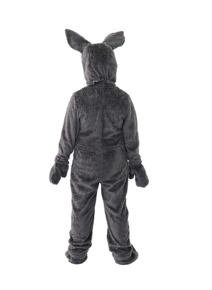 Grey plush bunny tight-fitting costume for role-playing, suitable for parties, birthdays and Halloween costumes.  - Image 3