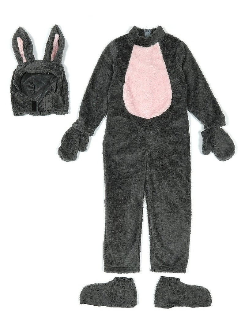 Grey plush bunny tight-fitting costume for role-playing, suitable for parties, birthdays and Halloween costumes.  - Image 4
