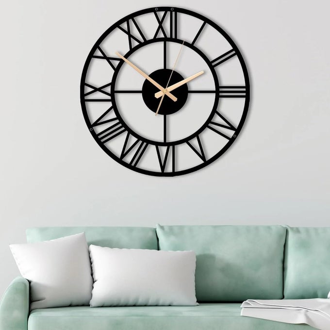 MATERIAL METAL WALL CLOCK BIG SIZE WALL CLOCK MODERN CLOCKS FOR LIVING ROOM STYLISH WALL CLOCKS FOR HOME ANTIQUE BIG SIZE MODERN WALL WATCH FOR HOME DECORBLACK40 CM DA113