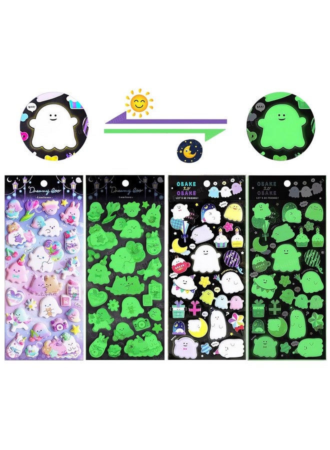 فنبلاست مجموعة ملصقات فن بلاست كاواي، 4 ورقات، أكثر من 80 قطعة منفوخة للأطفال، ملصقات ثلاثية الأبعاد للبنات، ملصقات جمالية، ملصقات لطيفة، ملصقات جدارية ذاتية اللصق من الفوم، 9 سم - Image 2