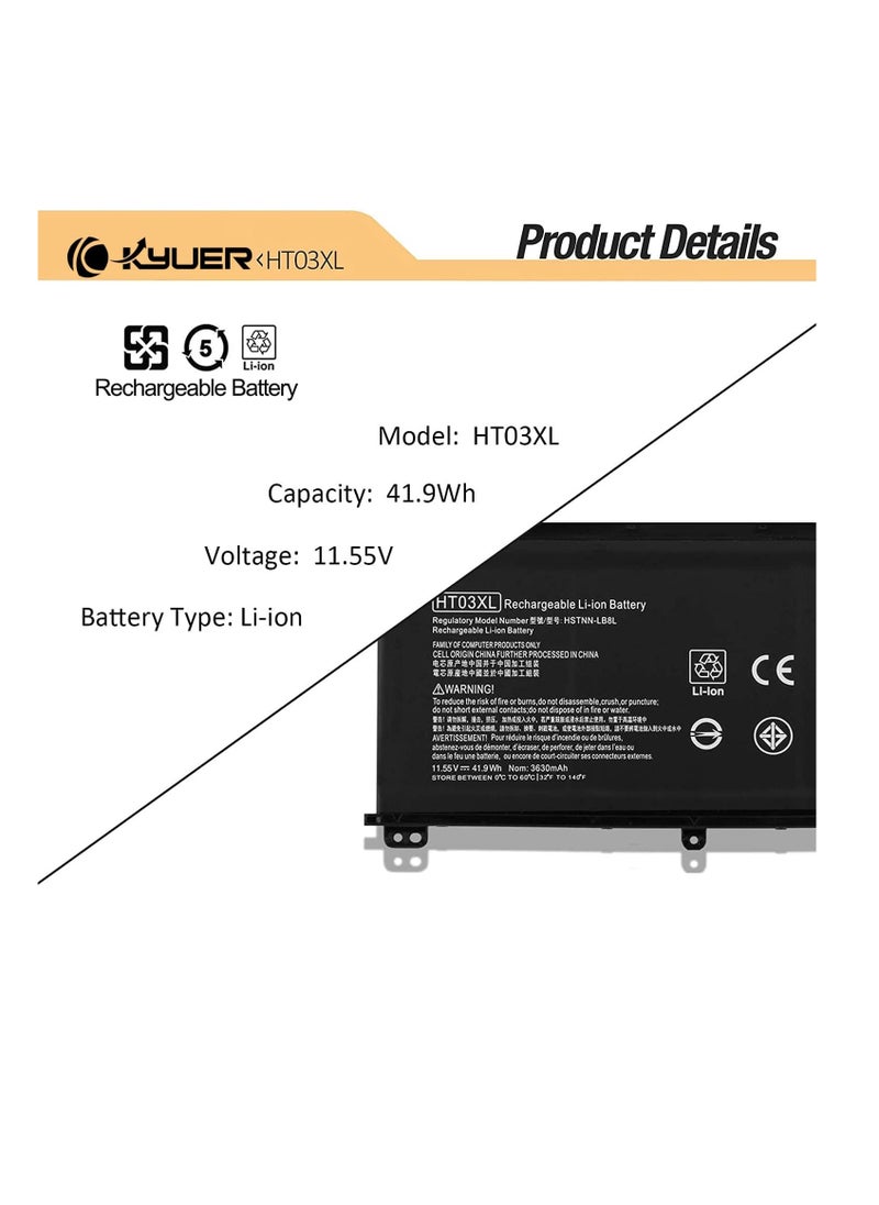 Generic - HT03XL HT03041XL Battery L11119-855 for HP Pavilion 15-CS 15-CW 15-DA 15-DB 15-DQ 15-DW 14-CE 14-CF 14-CK 14-DH 14-DK 14-DQ 17-CA 17-by HSTNN-UB7 J HSTNN-DB8R HSTNN-DB8S L11421-2C2 L11421-542 - Image 1