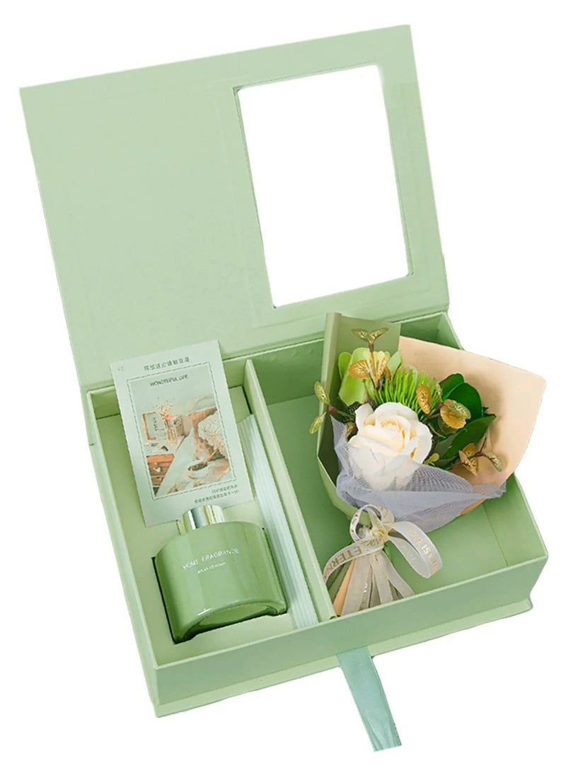MileMelo Soap Flower Aromatherapy Gift Set Lover Gift Eternal Rose Dried Flower Gift Box Souvenir Flower Bouquet Gift Box Green  - Image 1