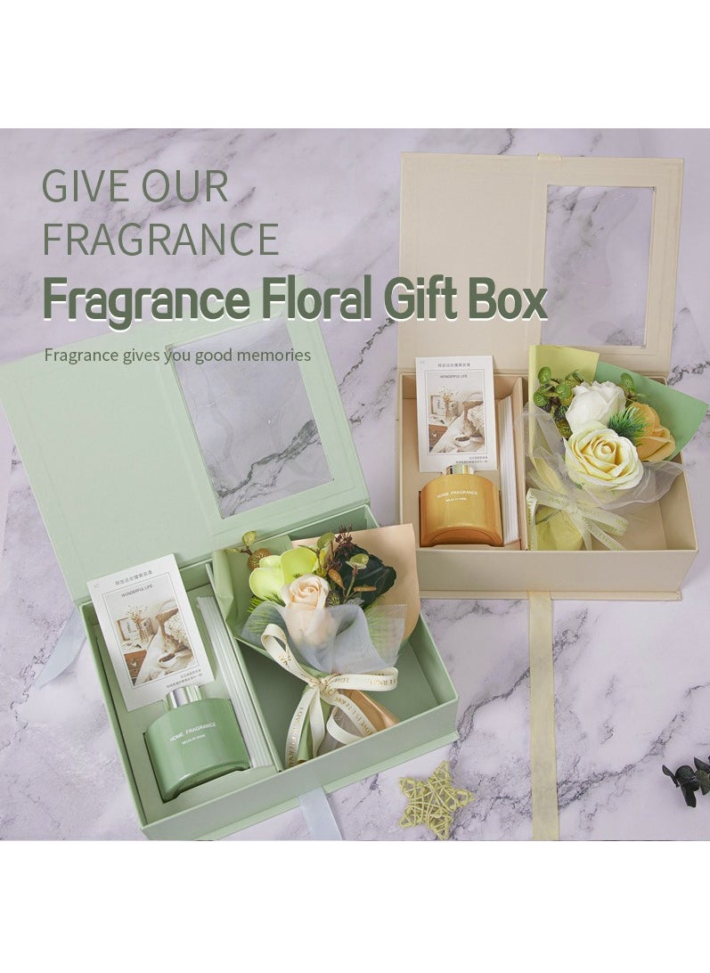MileMelo Soap Flower Aromatherapy Gift Set Lover Gift Eternal Rose Dried Flower Gift Box Souvenir Flower Bouquet Gift Box Green  - Image 2