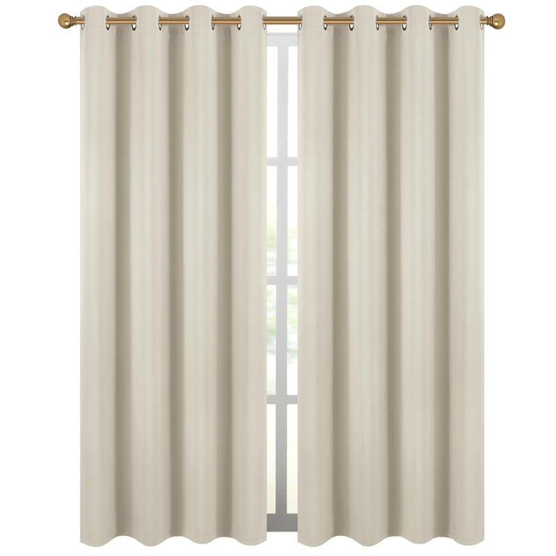 Diraysid Light Beige Grommet Blackout Curtains for Bedroom Thermal Insulated Room Darkening Curtains Drapes 52 x 84 2 Panels