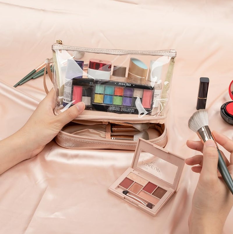 Ethereal Clear Makeup Bag, TSA Travel Makeup Organizer Bag Rose Gold Makeup Bags for Women Small Cosmetic Bag Portable Makeup Bag for Purse - Image 2
