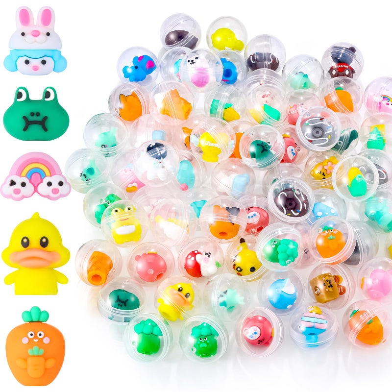 Joottuan 100 Pack Gumball Vending Machine Capsules with Cute Cartoon Mini Toy Small Filled Toys Capsules for Kindergarten Gift Christmas Easter Basket Stuffers Cute Egg - Image 1