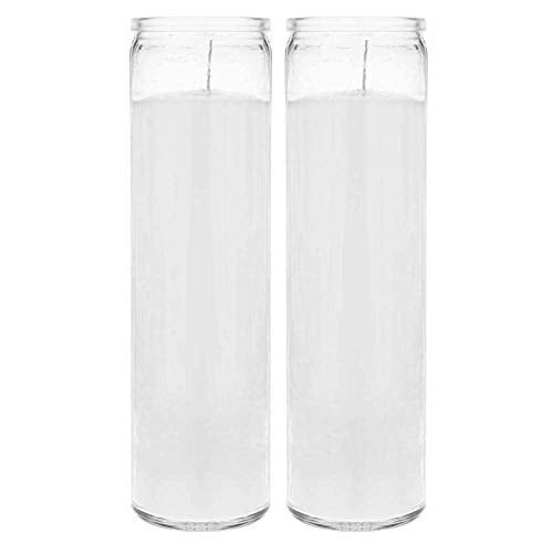Brilux 2 Classic White Candles in Glass, 8-INCHES Tall - Image 1