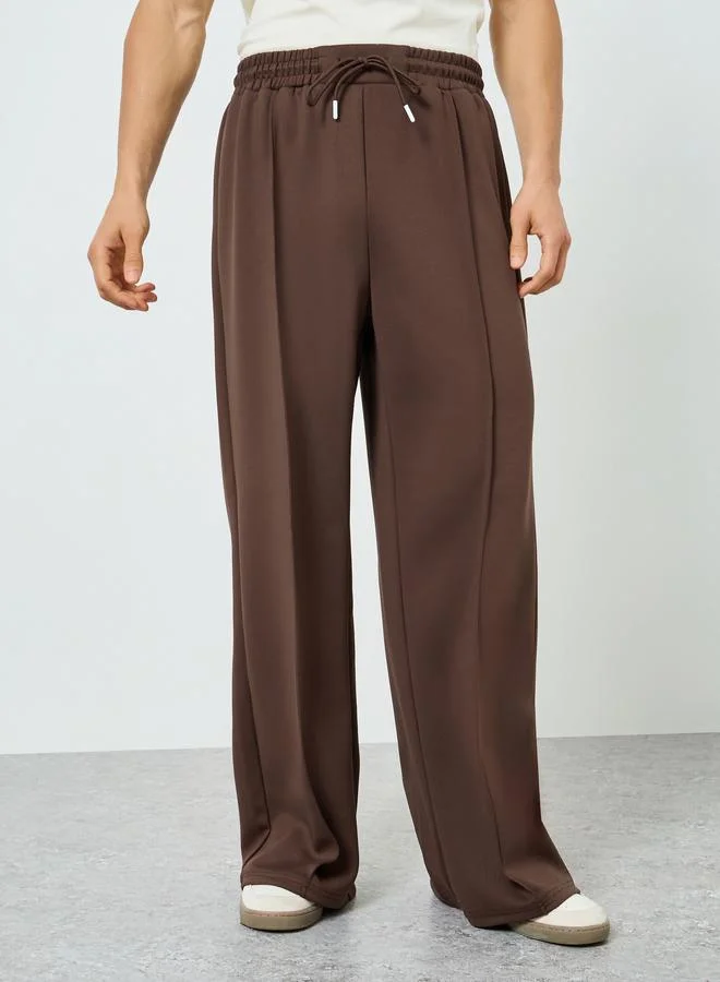 Men Brown Wide Leg Track Pants
