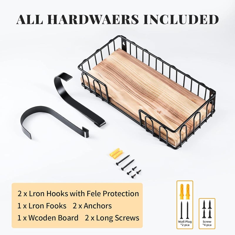 TJMOREE TJ.MOREE Ironing Board Hanger Metal Wall Mount Iron and Ironing Board Holder, Laundry Room Decor and Storage with Large Storage Black - Image 3