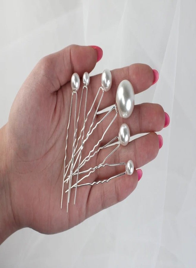DHANABAPA Set of 18 pearl bridal hair pins. Wedding Hair Pins | Silver Hair Pin | Bridal Hairpins | Hair Pins for Wedding | Hair Accossries | Jewelry | Bridal Jewelry Hair Pin | Juda Pins | Silver. - Image 2