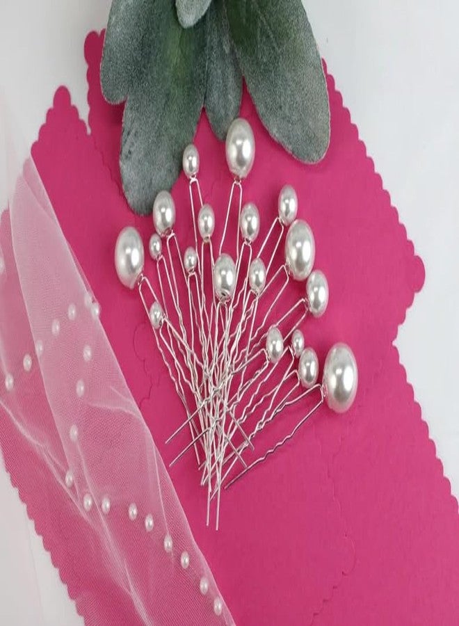 DHANABAPA Set of 18 pearl bridal hair pins. Wedding Hair Pins | Silver Hair Pin | Bridal Hairpins | Hair Pins for Wedding | Hair Accossries | Jewelry | Bridal Jewelry Hair Pin | Juda Pins | Silver. - Image 3