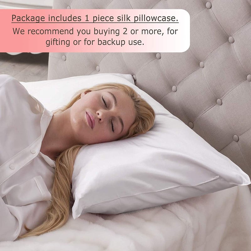 غطاء وسادة مقاس كوين من حريرالتوت النقي 100% . حرير أبيض نقي 76x51سم - Image 4