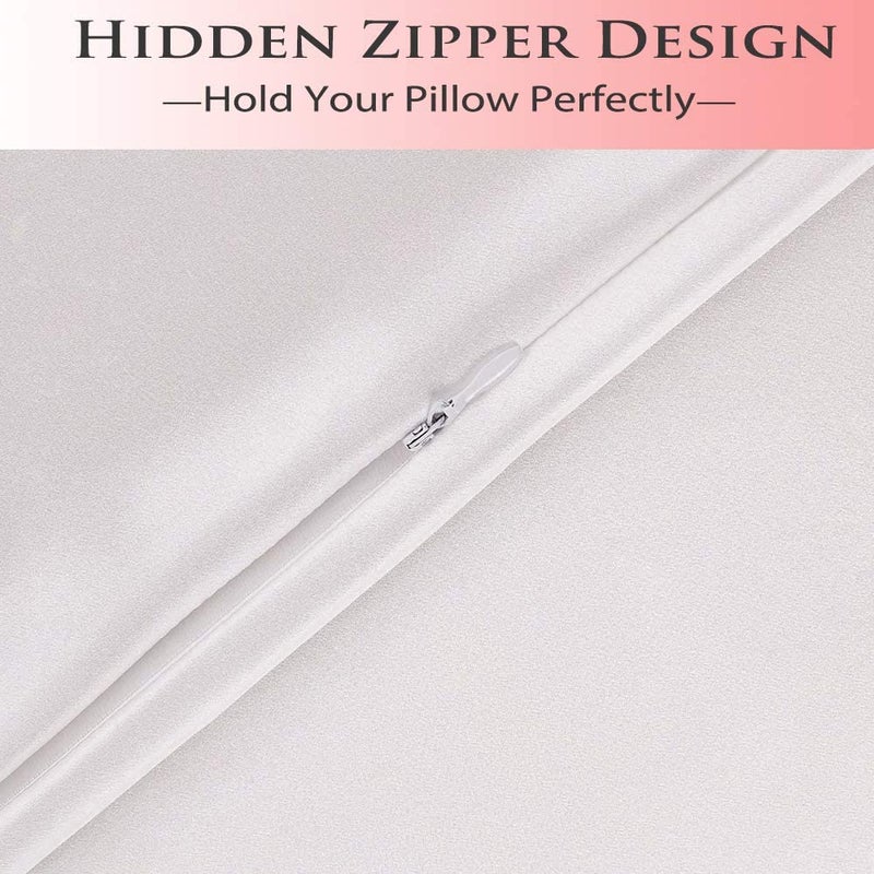 غطاء وسادة مقاس كوين من حريرالتوت النقي 100% . حرير أبيض نقي 76x51سم - Image 5