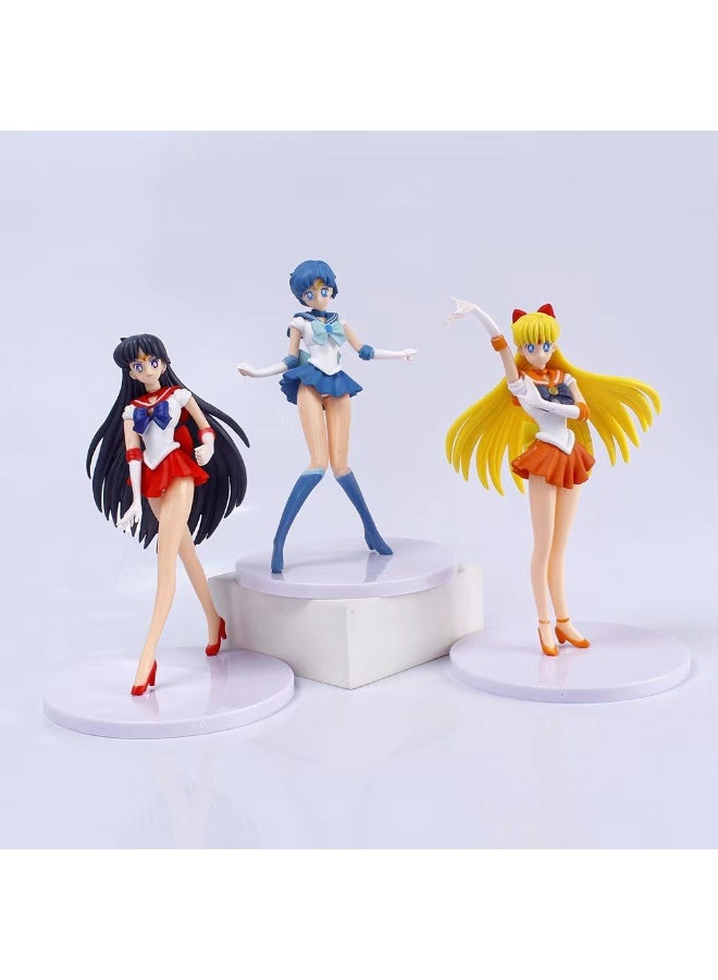 HALAMODO Sailor Moon 5 - Piece Set of Sailor Moon, Sailor Mercury, Sailor Mars, Sailor Jupiter, and Sailor Venus Figurines - Ideal Desktop Decoration and Gift - Image 3