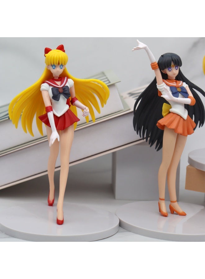 HALAMODO Sailor Moon 5 - Piece Set of Sailor Moon, Sailor Mercury, Sailor Mars, Sailor Jupiter, and Sailor Venus Figurines - Ideal Desktop Decoration and Gift - Image 4