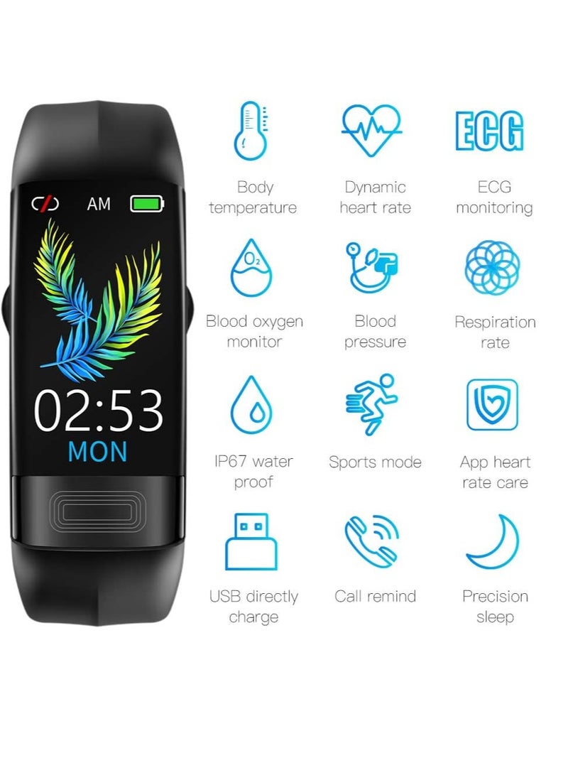 P11 Smart Watch, Waterproof Smart Temperature Detection Watch, Sports Smart Bracelet ECG Blood Sugar Blood Pressure Body Temperature Measurement, (1pc, Blue) - Image 2