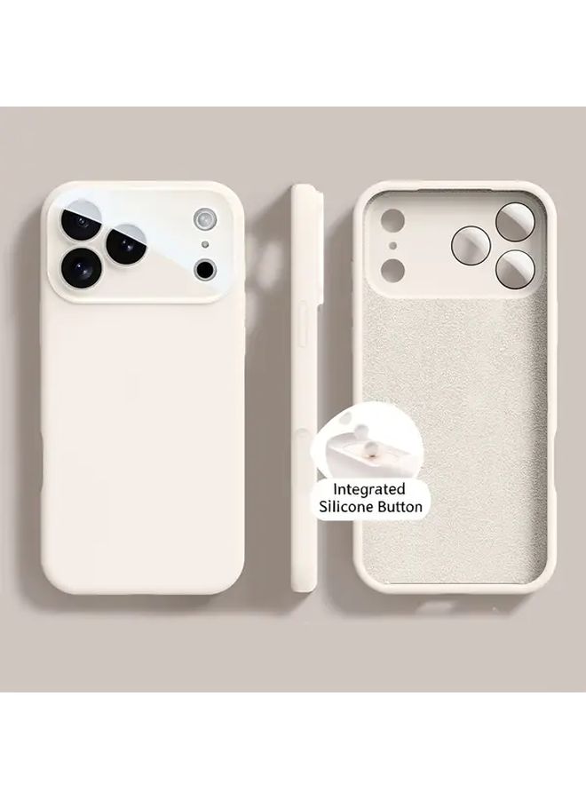 White Liquid Silicone Case For iPhone 17 Pro Max With Camera Protection - Image 5