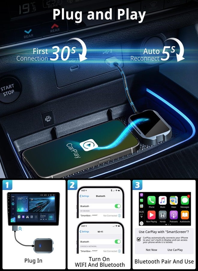 UBeesize Wireless CarPlay Adapter for Easy Conversion from Wired to Wireless in 2017 and Newer Cars, Compatible with iPhone 6 and Above, iOS 10 and Above, and Android 11 and Above - Image 3