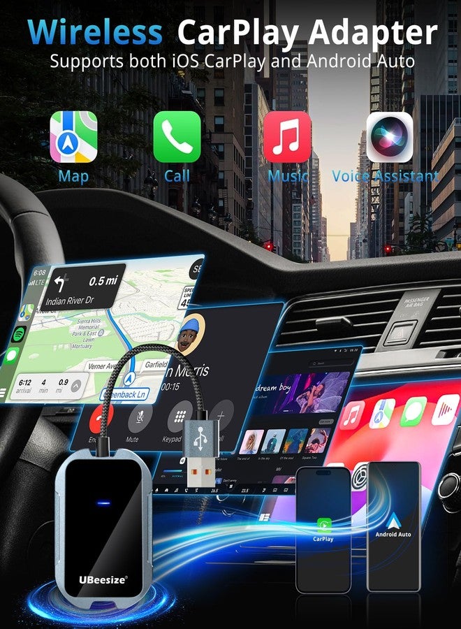 UBeesize Wireless CarPlay Adapter for Easy Conversion from Wired to Wireless in 2017 and Newer Cars, Compatible with iPhone 6 and Above, iOS 10 and Above, and Android 11 and Above - Image 2