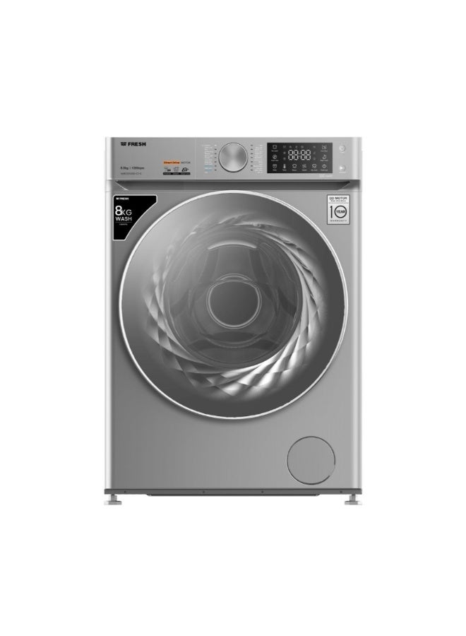 فريش غسالة ملابس أوتوماتيك 8 كجم أنفرتر موتور- دفع مباشر- باب زجاج - سيلفر