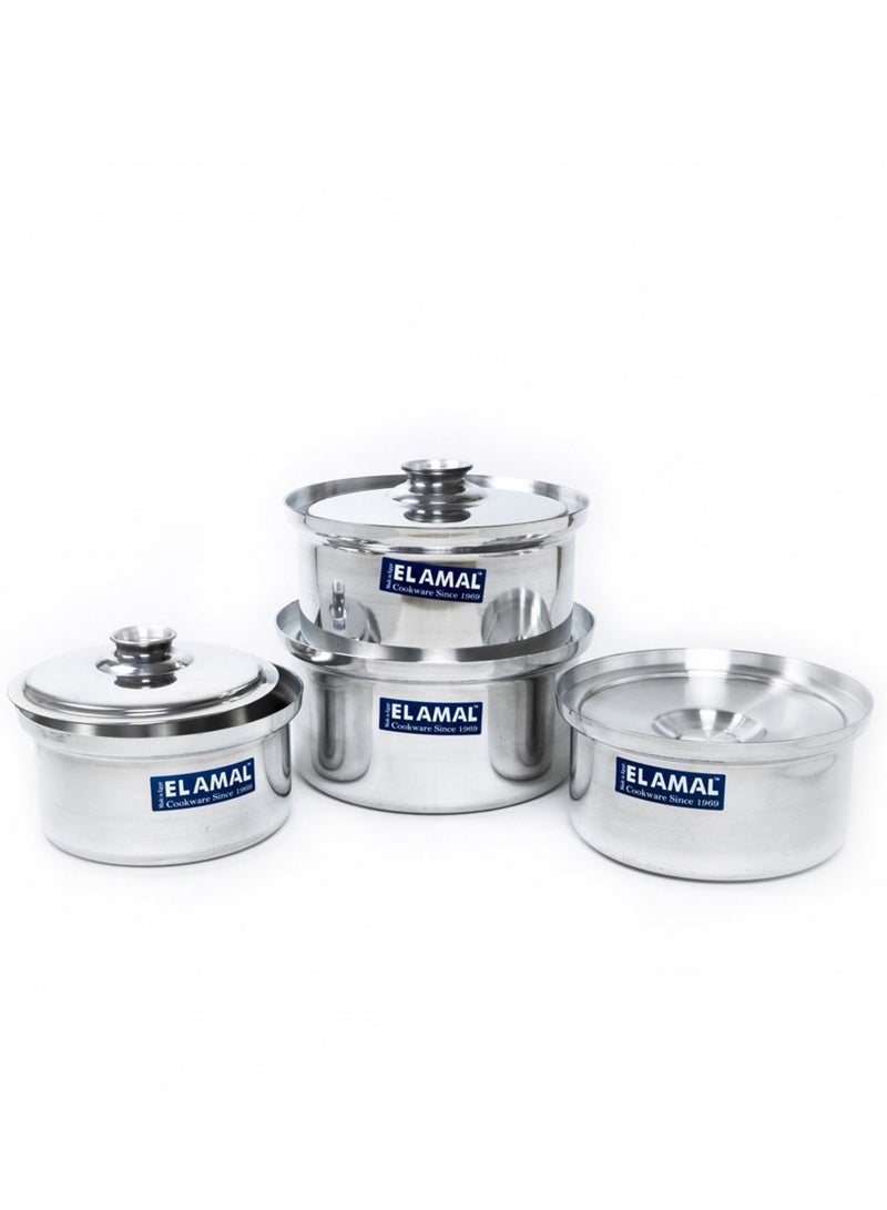 الأمل طقم قدور ألمنيوم من الأمل مكون من 4 قدور صناعة مصرية مقاس 12سم/14سم/16سم/18 سم - Image 2