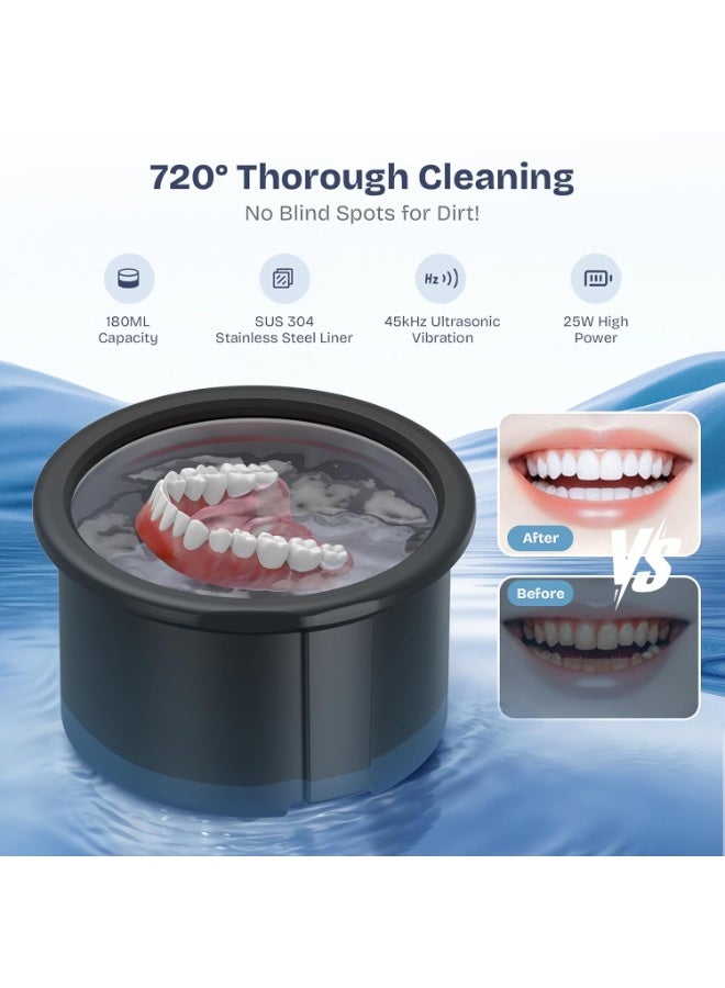 general 2026 Ultrasonic Retainer Cleaner- 45KHz 25W Portable Denture Cleaner with Drying Function and Removable Inner for Dentures, Mouth Guards, Aligners, Jewelry and More (Black) - Image 5