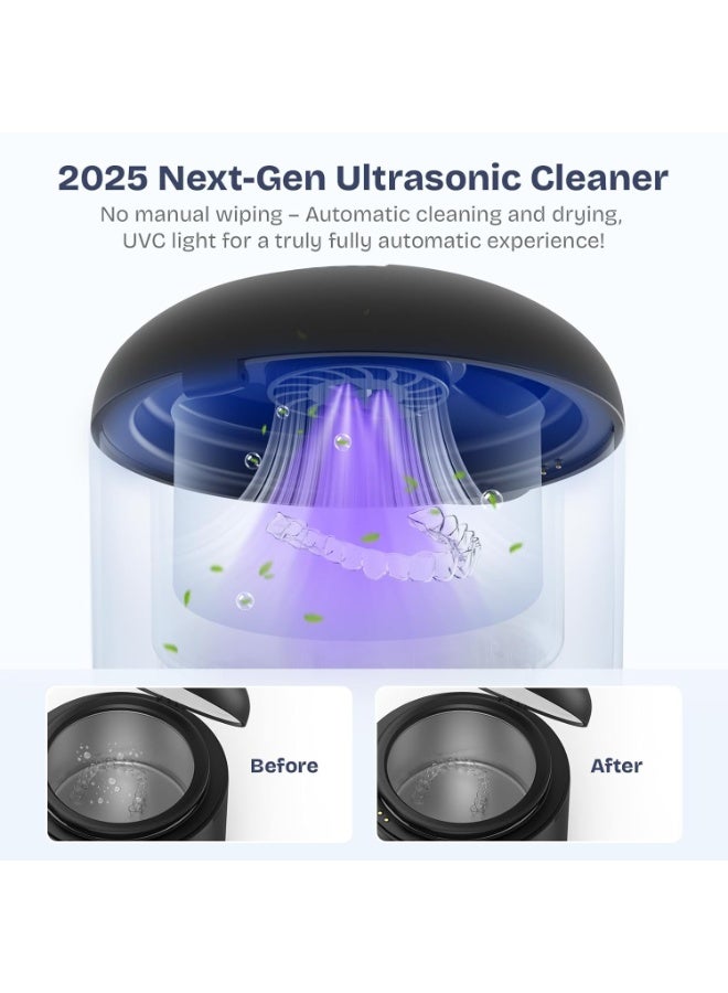 general 2026 Ultrasonic Retainer Cleaner- 45KHz 25W Portable Denture Cleaner with Drying Function and Removable Inner for Dentures, Mouth Guards, Aligners, Jewelry and More (Black) - Image 4