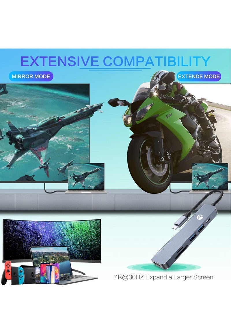 JAJEEK "NEW 6-in-1 USB-C Hub Docking Station – 4K HDMI, SD/TF Card Slots, 2 USB 3.0 Ports & 60W Power Delivery for Seamless Connectivity" - Image 5