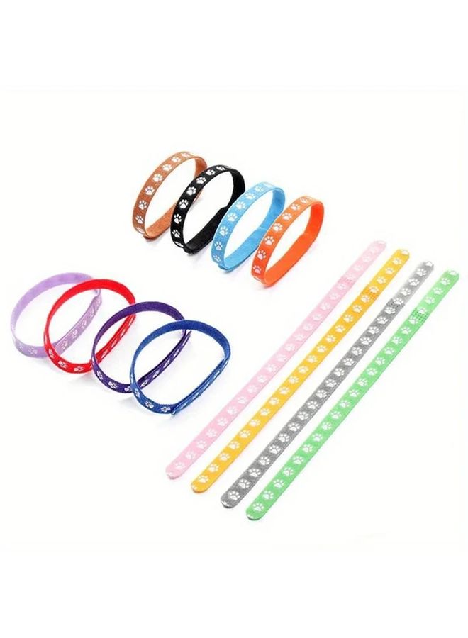 12 Colorful Paw Print Collar Tags For Puppies Kittens Durable Nylon Identification Bands With Metal Rings Cute Cartoon Paw Design For Newborns Milk Dogs Cats Pet Collar Accessories Playful Easyread Text - Image 5