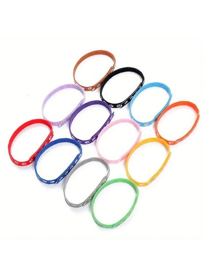 12 Colorful Paw Print Collar Tags For Puppies Kittens Durable Nylon Identification Bands With Metal Rings Cute Cartoon Paw Design For Newborns Milk Dogs Cats Pet Collar Accessories Playful Easyread Text - Image 4