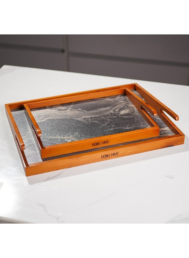 هوم هايف طقم من صينيتين للتقديم - ماربل جلو - Image 3