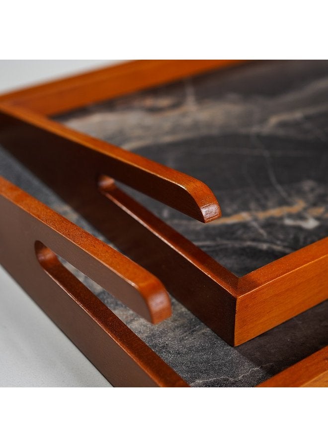 هوم هايف طقم من صينيتين للتقديم - ماربل جلو - Image 1