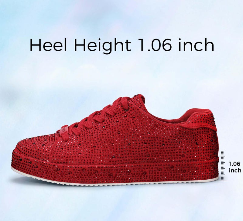 LUCKY STEP Rhinestone Fashion Sneakers | Sparkly Bling Wedding Bridal Shiny Shoes for Women(Red Rhinestone,9 B(M) US) - Image 5
