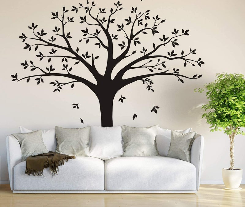 Large Family Tree Wall Decal Family Tree Photo Wall Decal Vinyl Tree Wall Stickers for Home Decoration(220 x 250 cm, Black)