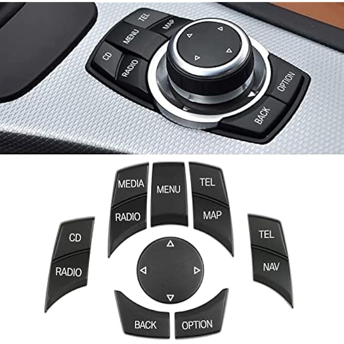 Jaronx Compatible With Bmw Idrive Buttons For Bmw Idrive Controller Knob Multimedia Button Replacment For 1 E81 E82 E883 E90 E92 E935 E60 E616 E63 E64X1 E84X5 E70X6 E71 8Pcs Set - Image 1