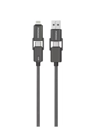 4-in-1 Braided High-Speed Charging Cable with USB-C & USB-A Inputs, Lightning & Type-C Outputs, 240W USB-C to USB-C Output, Universal Compatibility - Black - pzsku/ZF6B6766CCF5D4A631BCCZ/45/1749113664/44cfc172-fb90-4dd6-acaf-21bf2b06500a