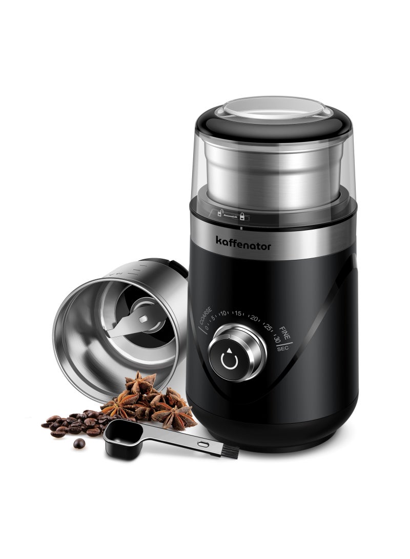 kaffenator Adjustable Coffee Grinder Electric, Spice Grinder, Coffee Bean Grinder, Espresso Grinder with 1 Removable Stainless Steel Bowl, Black… - Image 1