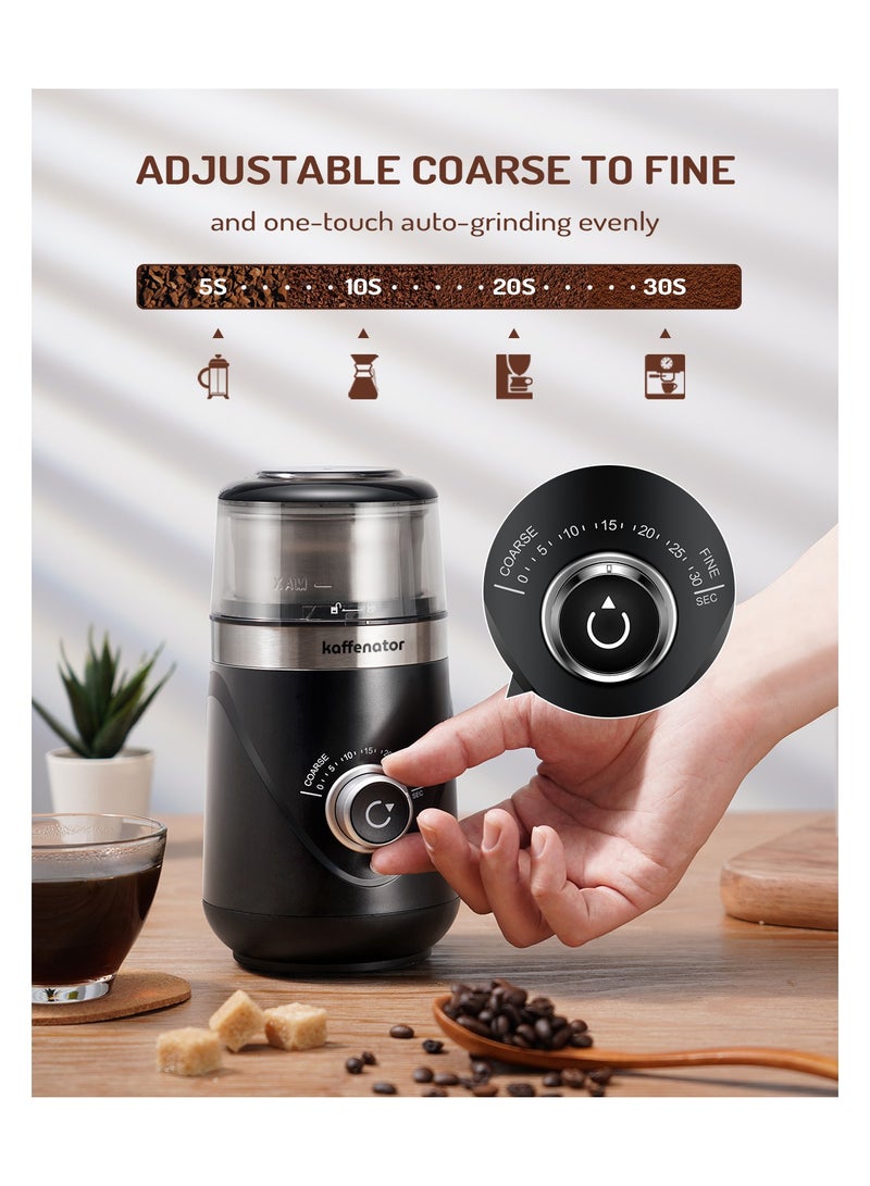 kaffenator Adjustable Coffee Grinder Electric, Spice Grinder, Coffee Bean Grinder, Espresso Grinder with 1 Removable Stainless Steel Bowl, Black… - Image 4