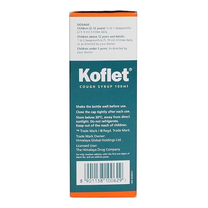 Himalaya Koflet Syrup|100 ml| Relief from cough, sore throat | Non-drowsy Formula| Made With Herbs | Contains 25% Honey* - Image 3