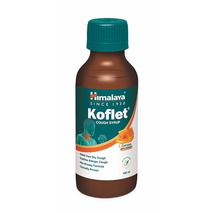 Himalaya Koflet Syrup|100 ml| Relief from cough, sore throat | Non-drowsy Formula| Made With Herbs | Contains 25% Honey* - Image 1