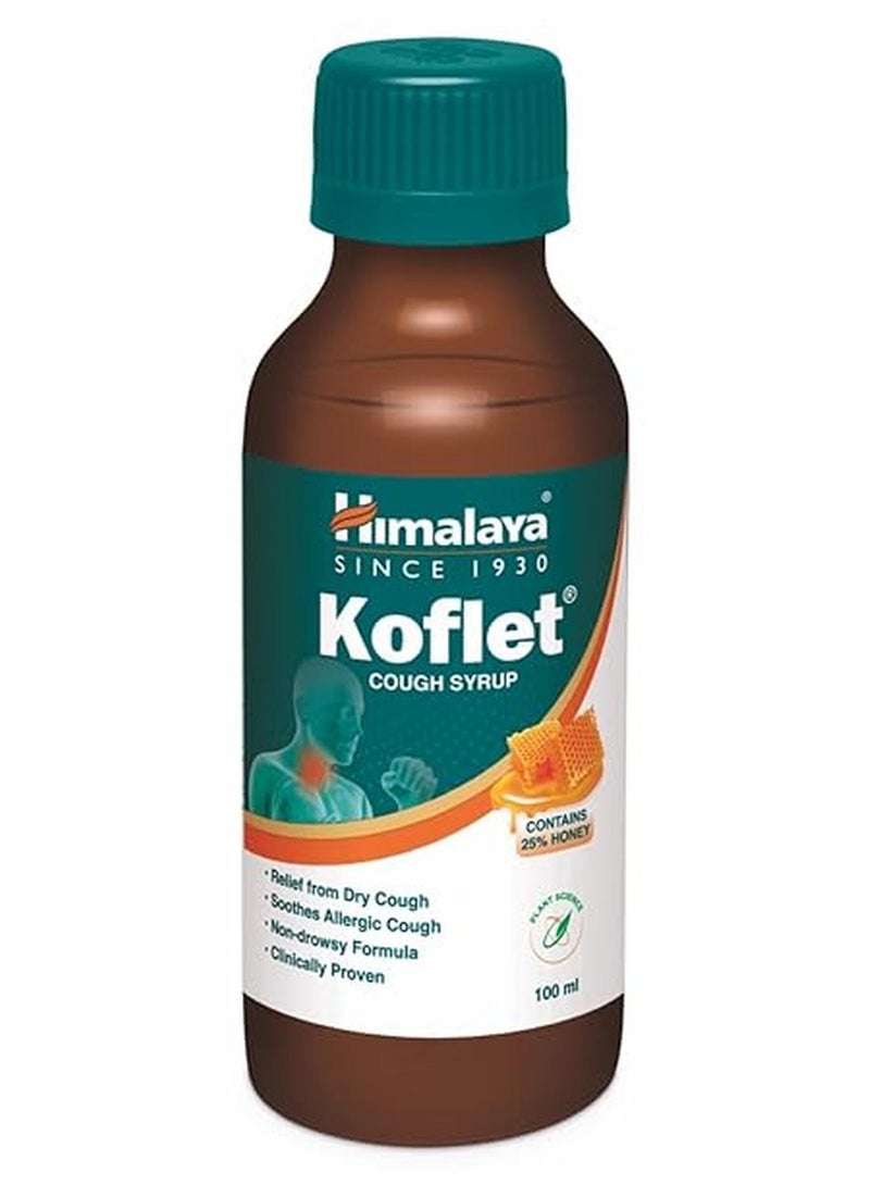 Himalaya شراب هيمالايا كوفليت | 100 مل | تخفيف السعال والتهاب الحلق | تركيبة غير مهدئة | مصنوعة من الأعشاب | تحتوي على 25% عسل* - Image 1